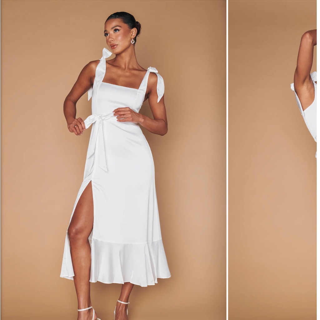 Show Me Your Mumu White Midi Dress With Bow Straps